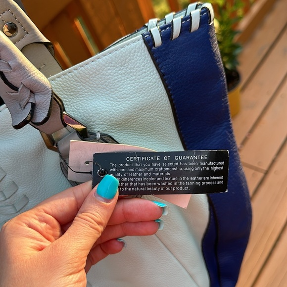 orYANY New Lyssie Braided Leather Tote Shopper Shoulder Handbag BLUE Navy - Picture 3 of 16